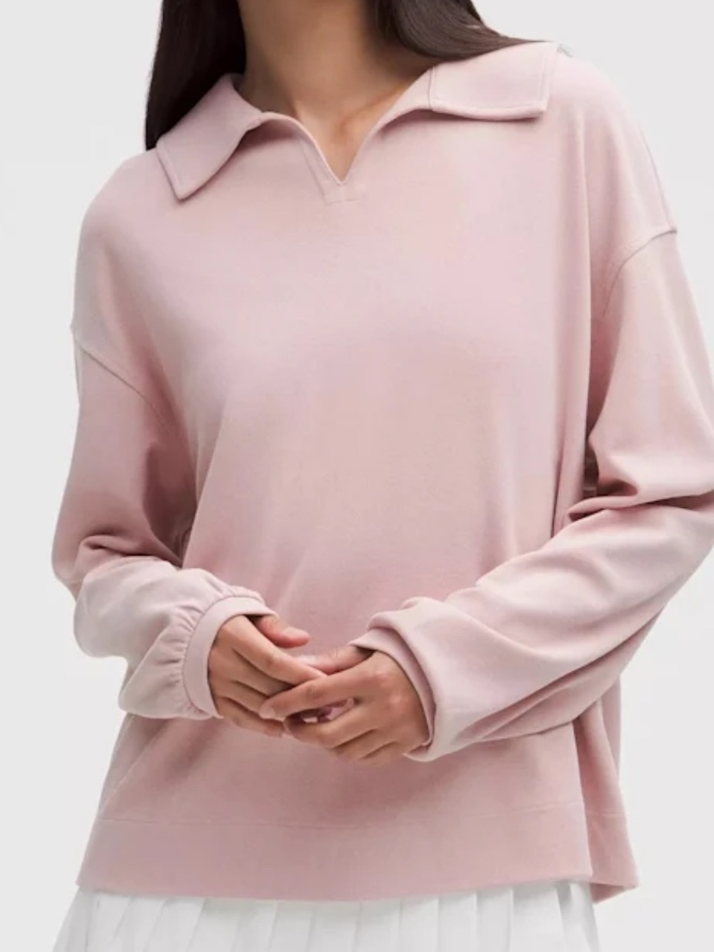 Lululemon Softstreme Pique Oversized Long-Sleeve Polo Shirt mink berry pink M